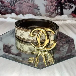 Gucci Brown Monogram Belt w/ Gold Hardware Wide Brown Leather Belt With Double G Buckle | GUCCI® US main image 4